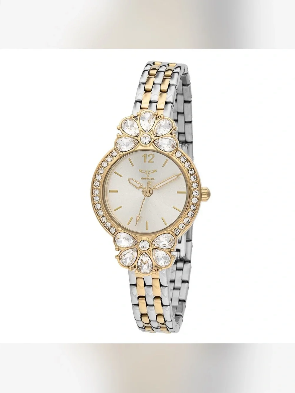Invicta Two-Tone Gold and Silver Crystal Flower Accent Women's Watch